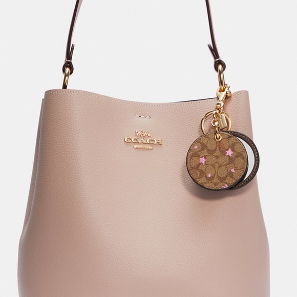 Coach Mirror Bag Charm In Signature Canvas With Disco Star Print - Picture 3 of 12